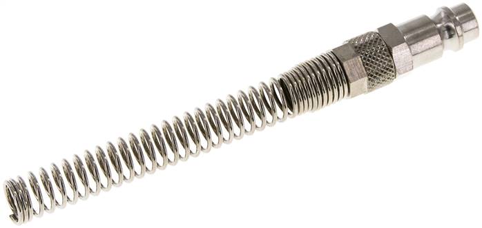 Kupplungsstecker (NW7,2) 8x6mm Schlauch m. Knickschutz, Messing vernickelt