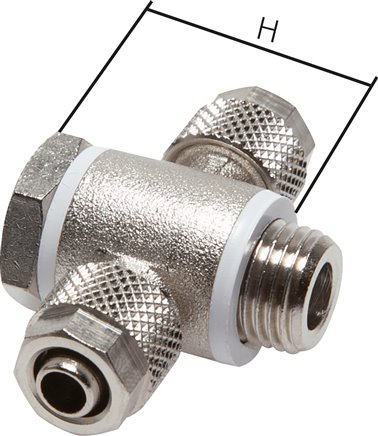 T-Verschraubung G 1/8"-6x4mm, Messing vernickelt, Hohlschraube