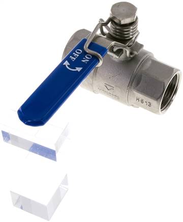 Edelstahl-Kugelhahn, Rp 1", -0,9 bis 63bar, federschließend