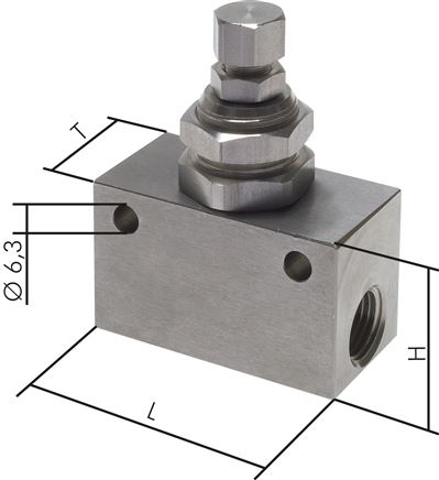 Drosselrückschlagventil, G 1/4", Edelstahl (Eco)