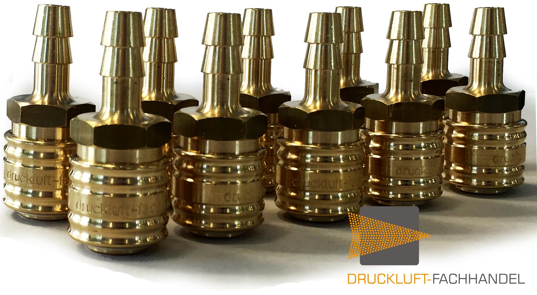 DF-Schnellkupplung NW 7,2 Tülle LW 9 - 10 Stück - Messing blank