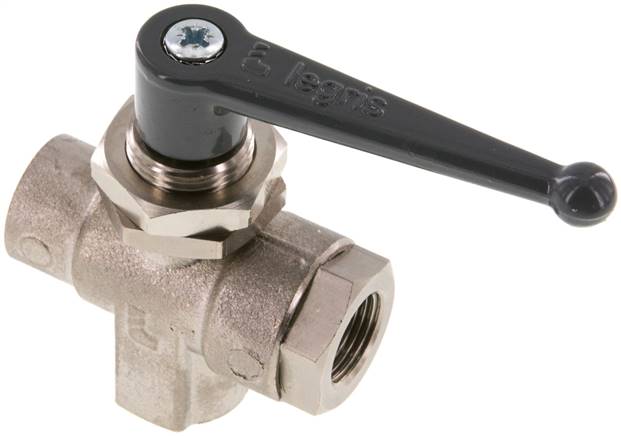 3-Wege T-Kugelhahn, Messing, L-Bohrung, G 3/8", PN 20