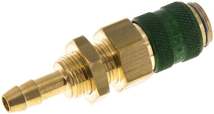 Schott-Schnellkupplung (NW5) 6 (1/4")mm Schlauch, Messing, grün