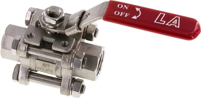 3-teiliger Edelstahl-Kugelhahn, NPT 1/2", 0 bis 63bar