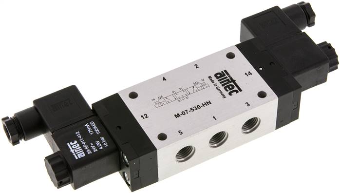 5/3-Wege Magnetventil, G 1/4", Mittelstellung geschlossen, 115 V AC