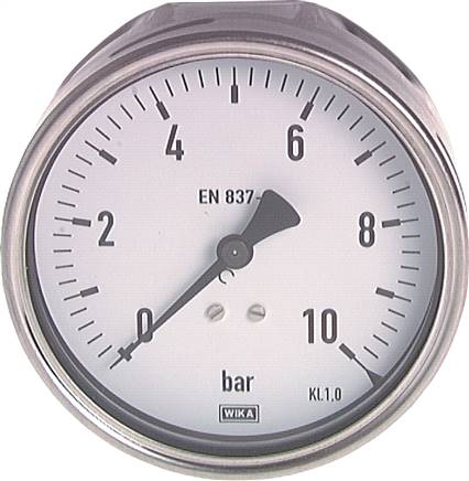 Manometer waagerecht (CrNi/Ms), 100mm, 0 - 600 bar