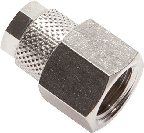 Aufschraub-Verschraubung G 1/4"-6x4mm, Messing vernickelt