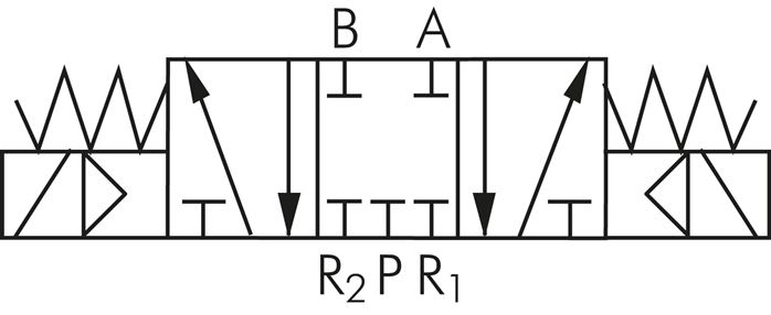 5/3-Wege Magnetventil, G 3/8", Mittelstellung geschlossen, 230 V AC