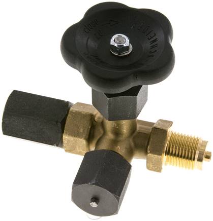 Manometer-Absperrventil G 1/2" Spannmuffe - Zapfen,Messing, Messgerätanschluss 1/2" IG