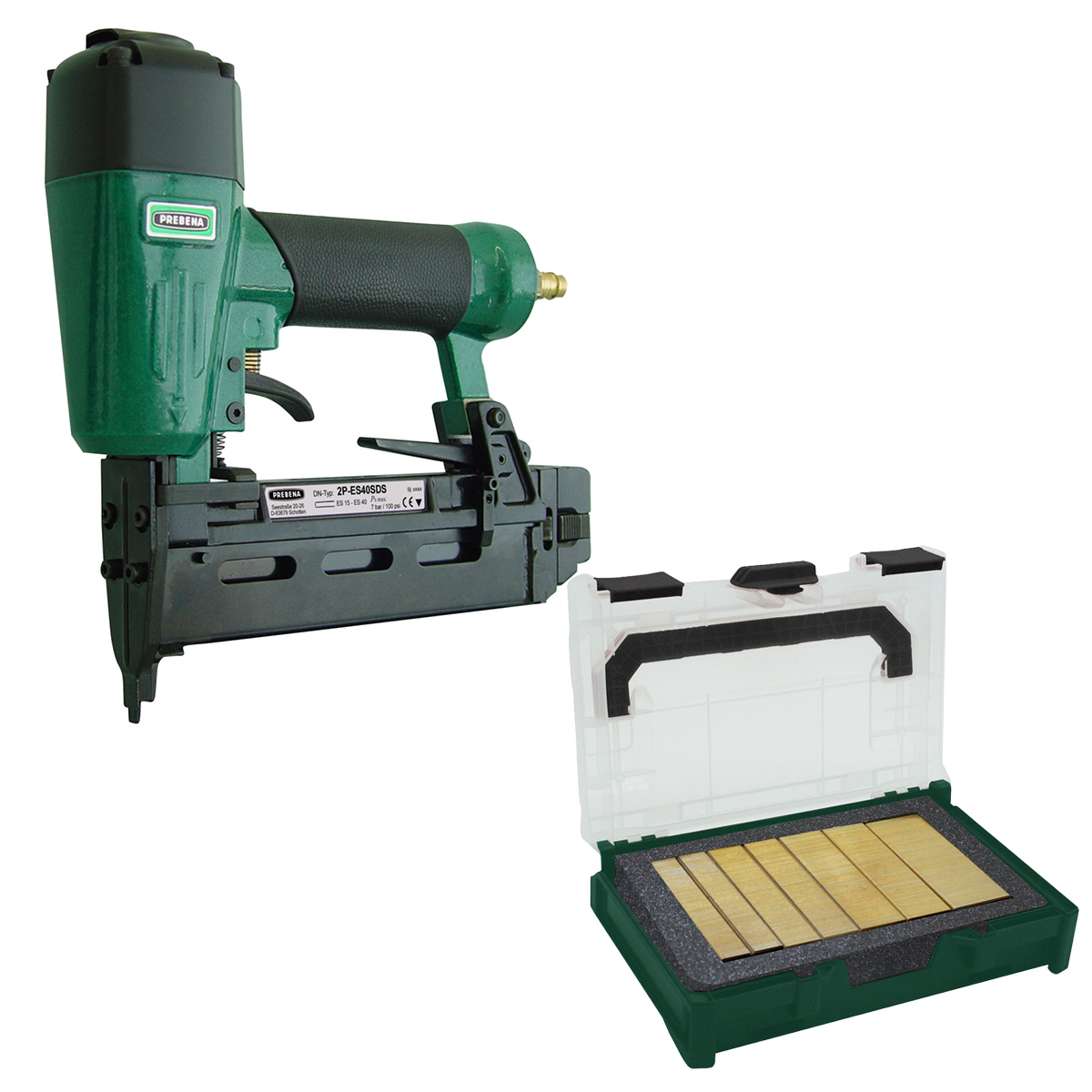 OFFERTA DF-Spar-Set Prebena Chiodatrice pneumatica professionale 2P-ES40SDS + ES-Box + Systainer