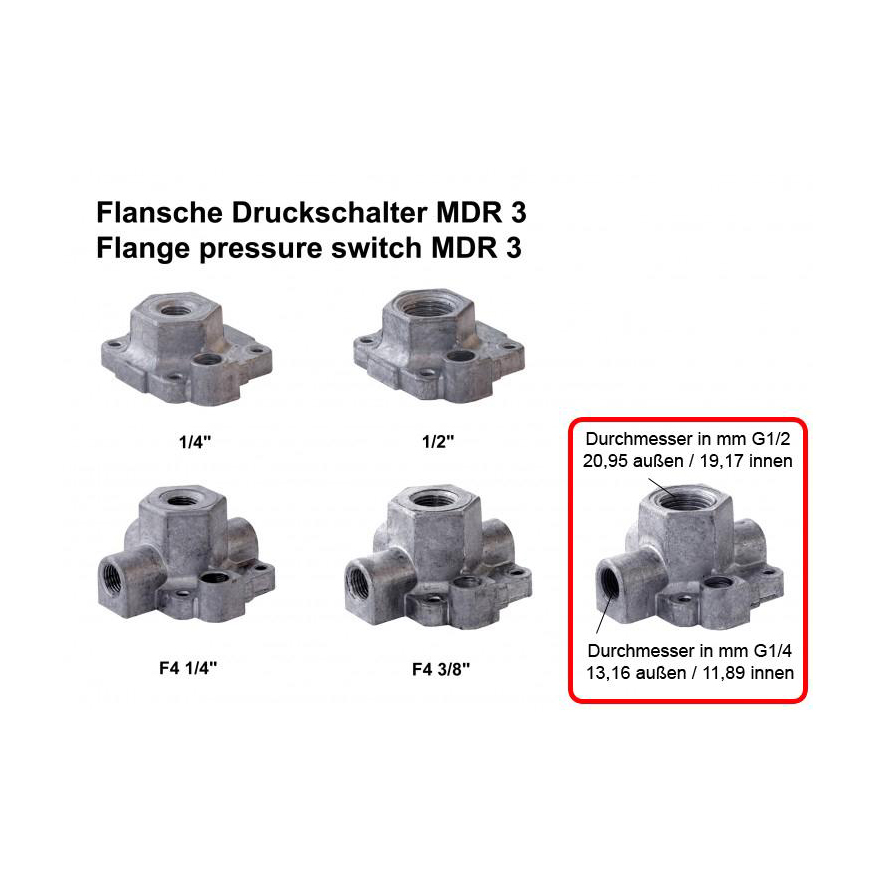 Condor Druckschalter MDR 3/11-EA 4-11 bar G 1/2"Alu F4 212294