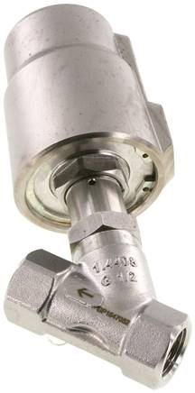 Schrägsitzventil 1.4408, G 1/2", geschlossen, gegen Mediumstrom schließend