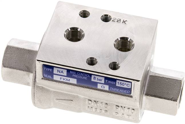 Sperrventil, Feder-öffnend, FKM-Dichtung (-20°C bis max. +150°C), G 3/8", Messing