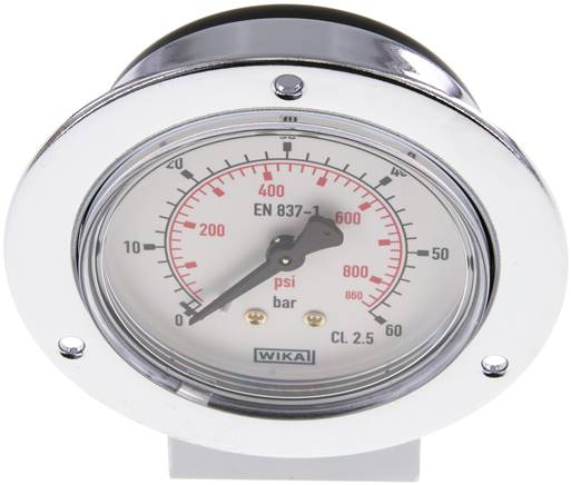 Einbaumanometer (CrNi/Ms), Frontring, 63mm, 0 - 60 bar