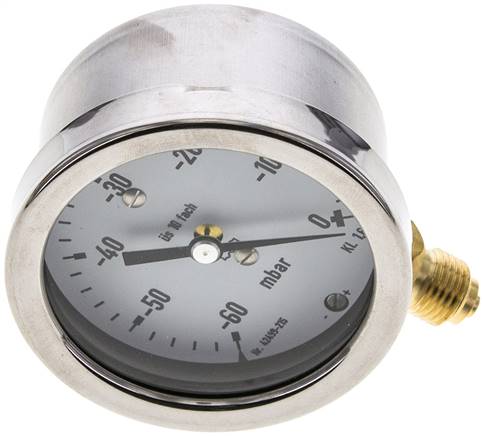 Manometer senkrecht 63mm, -60 bis 0 mbar, G 1/4"