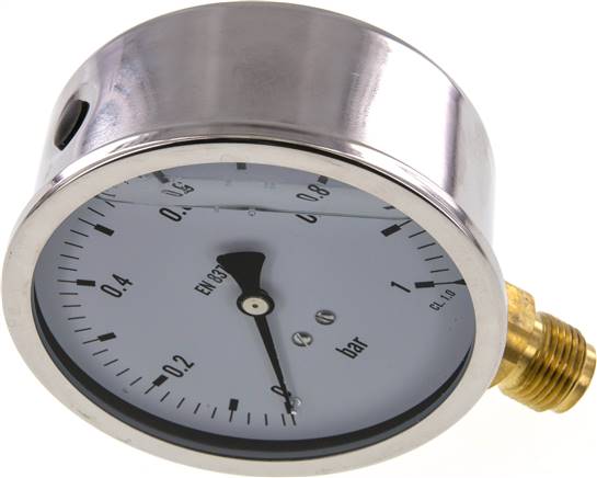 Glycerin-Manometer senkrecht (CrNi/Ms),100mm, 0 - 1 bar -Eco-Line