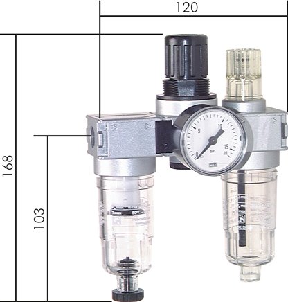 MULTIFIX Wartungseinheit (0), 3-tlg., G 1/8", 0,5 - 10 bar