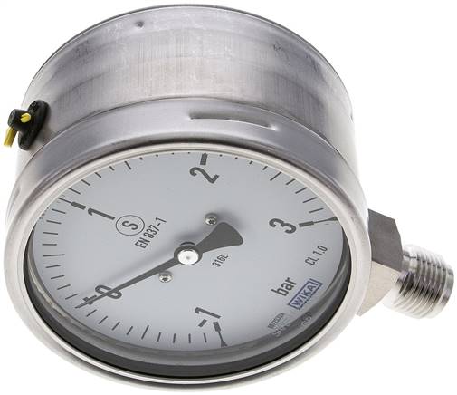 Sicherheits-Manometer senkrecht, 100mm, -1 bis 3 bar