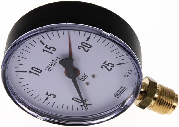 Manometer senkrecht, 100mm, 0 - 25 bar