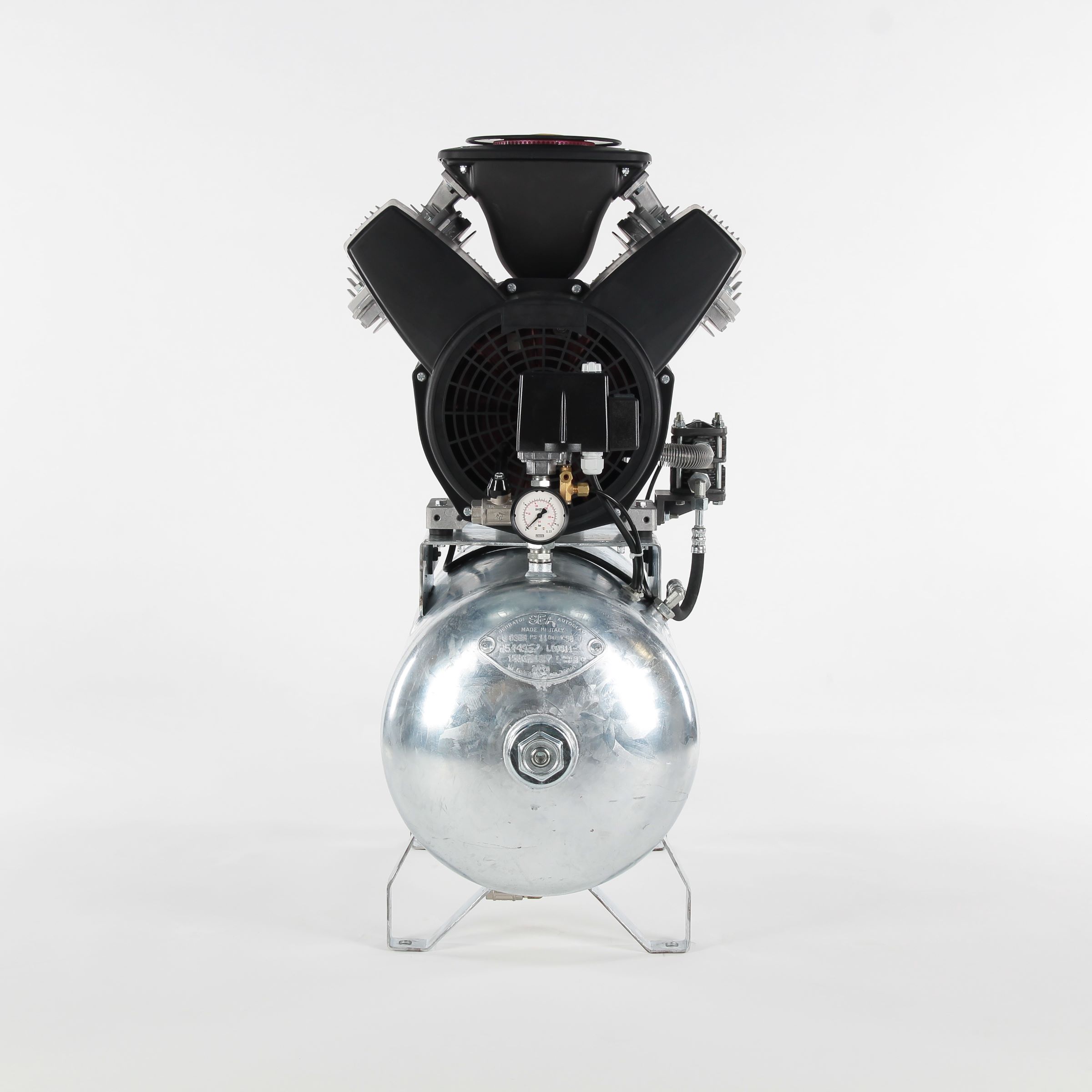 AGRE Industrie-Kolbenkompressor Typ ALG MEK-O-2 10 90 W 4116002218 auf verzinktem Behälter