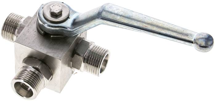 ES-Hochdruck-3-Wege Kugelhahn, T-Bohrung, 12 S (M20x1,5), 0 bis 400bar