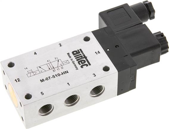 5/2-Wege Magnetventil, G 1/4", Luftfeder, 230 V AC