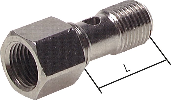 Hohlschraube, 1-fach Innengew. G 1/4"-25,0mm, Messing vernickelt