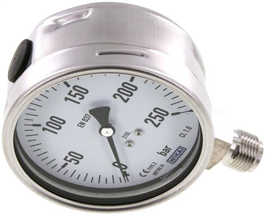 Chemie-Manometer senkrecht, 100mm, 0 - 250 bar