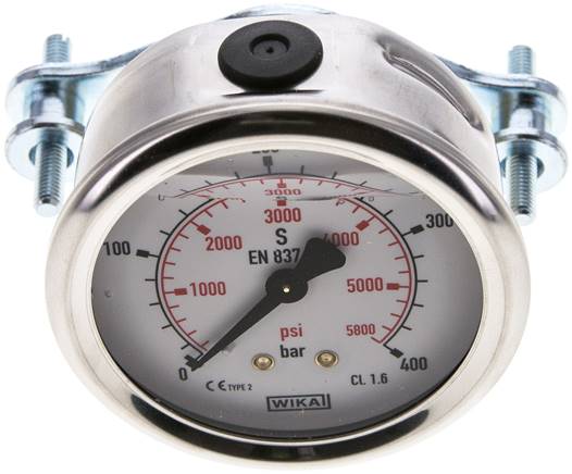 Glycerin-Einbaumanometer, 3kt-Frontring, 63mm, 0 - 400 bar