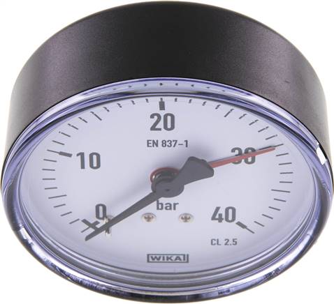 Manometer waagerecht, 80mm, 0 - 40 bar