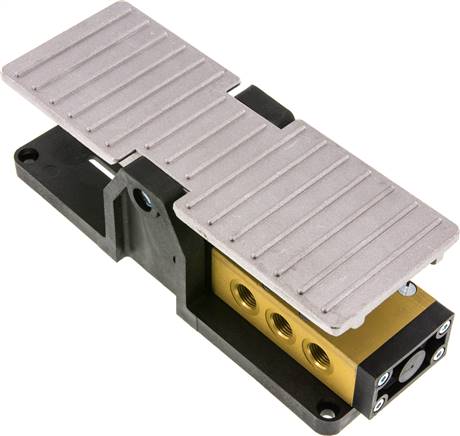 5/3-Wege (Mittelstellung geschlossen)-Fußventil, G 1/4", Raste