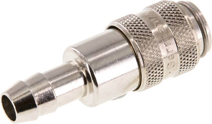 Schnellkupplung (NW5) 8 (5/16")mm Schlauch, Messing vernickelt, für Stecker beidseitig absperrend