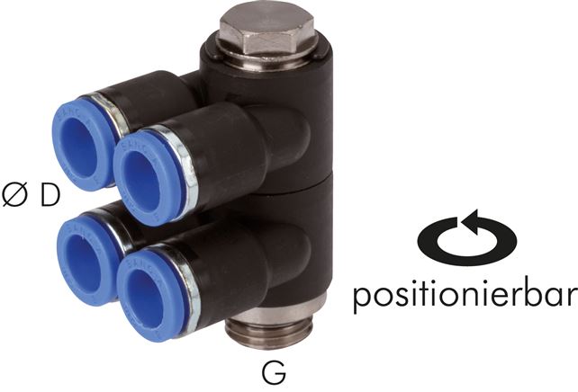 Steck-Mehrfachverteiler, 6-fach G 1/4"-8mm, IQS-Standard
