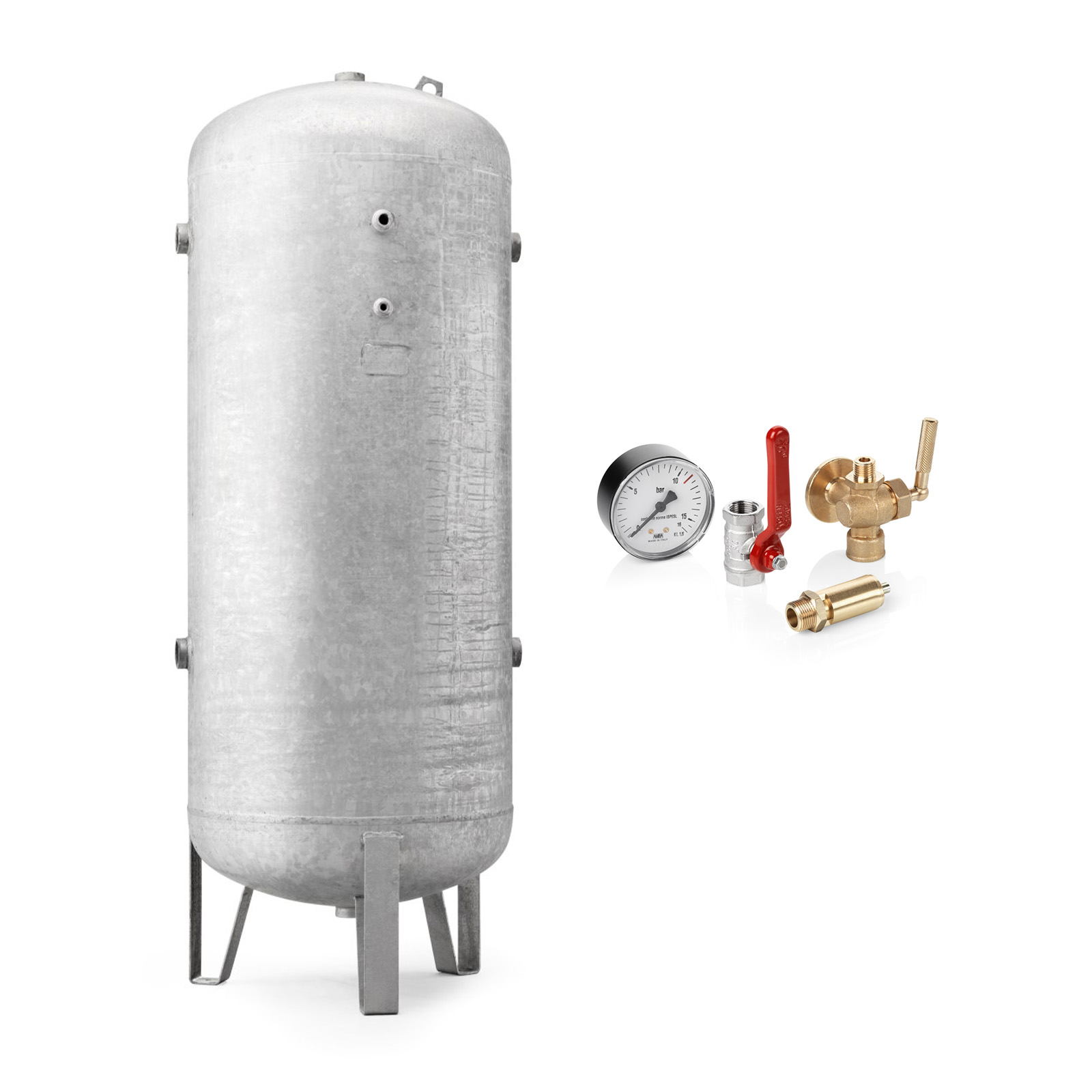Druckluftbehälter 1000 lt, 11,5 bar, Stahl verzinkt, PED, mit Armaturensatz
