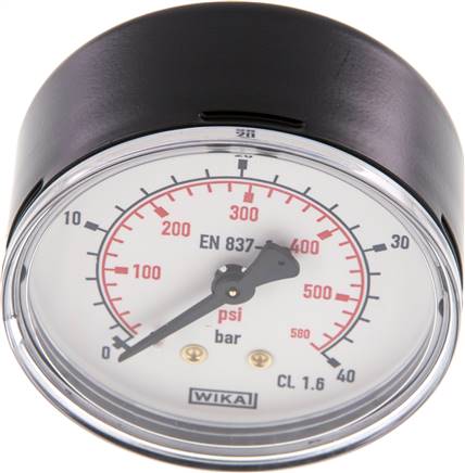 Manometer waagerecht (ST/Ms), 63mm, 0 - 40 bar, G 1/4"