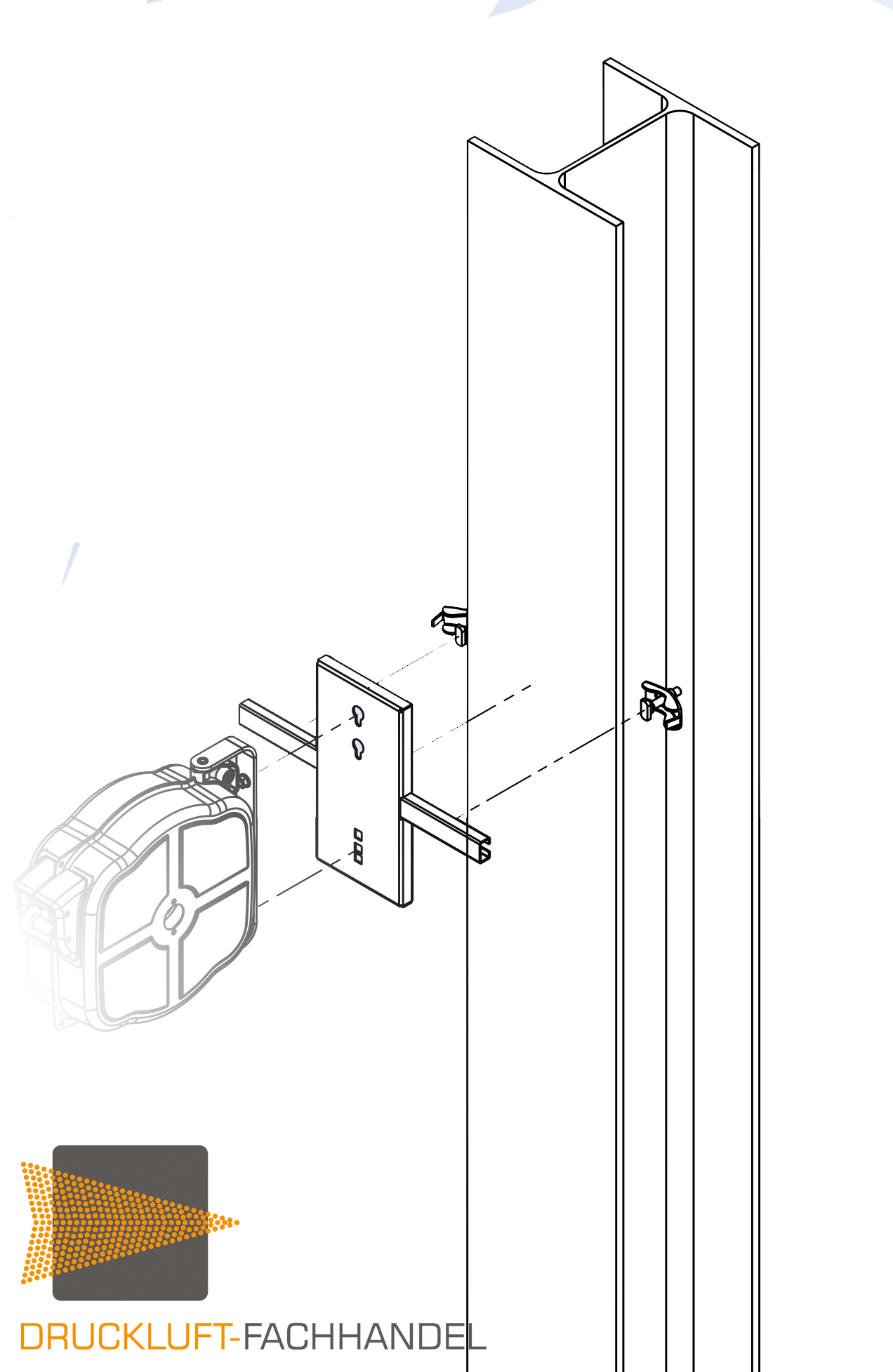 Prevost Trägerkonsole kleines Modell für Schlauchaufroller DSF - DPF - DRF - DMF