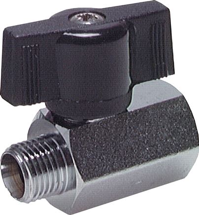 Messing-Minikugelhahn G 3/8" Innengewinde / Außengewinde, PN 15, Flügelgriff