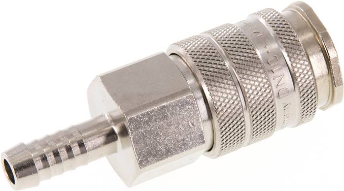 Schnellkupplung (NW10) 9 (3/8")mm Schlauch, Messing vernickelt, für Stecker beidseitig absperrend