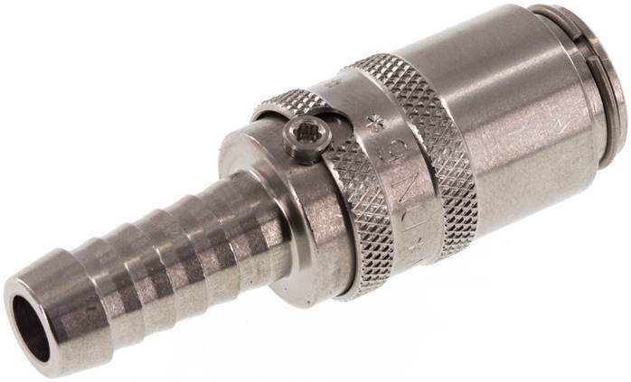 Temperier-Schnellkupplung (gerade) 9mm Zapfen, 9 (3/8")mm Schlauch, Edelstahl, ohne Ventil