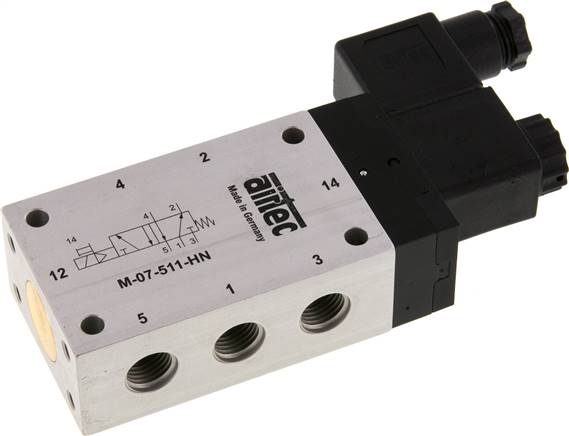 5/2-Wege Magnetventil, G 1/4", Feder, 24 V=