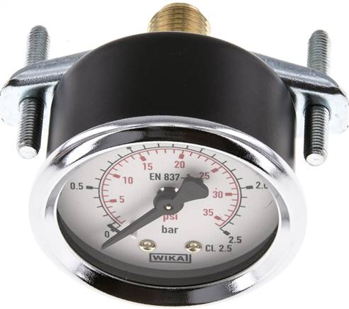 Einbaumanometer, 3-kant-Frontring, 50mm, 0 - 2,5 bar