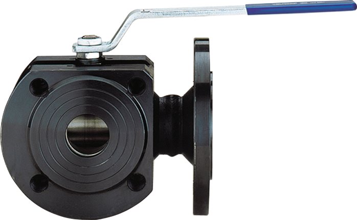 3-Wege-Flanschkugelhahn, Stahl, DN80-PN16 (DIN/EN), T-Bohrung