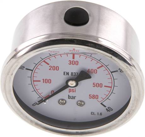 Glycerin-Manometer waagerecht (CrNi/Ms),63mm, 0 - 40bar -Eco-Line