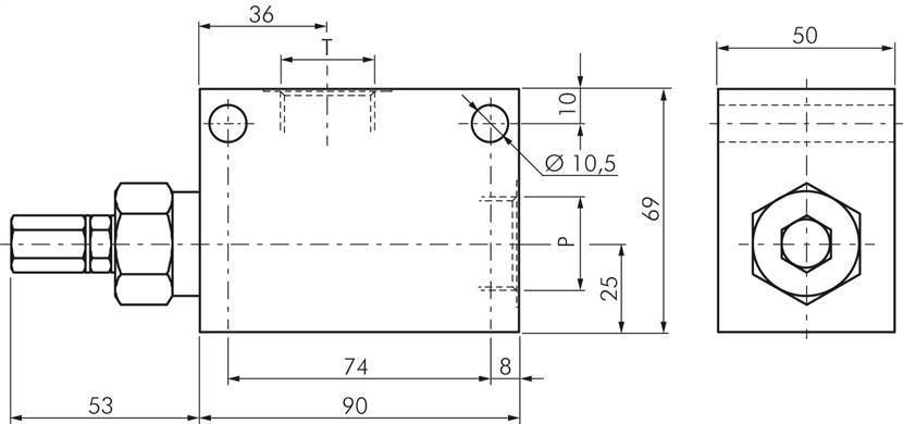 Druckbegrenzungsventil G 1/2", max. 105 bar, max. 150 l/min