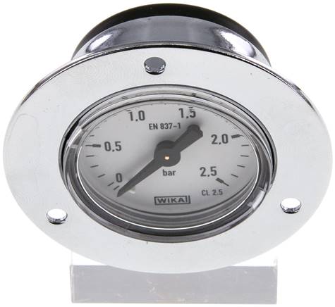 Einbaumanometer (CrNi/Ms), Frontring, 40mm, 0 - 2,5 bar