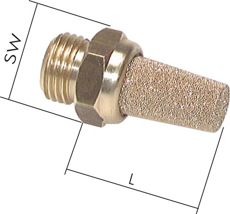 Schalldämpfer G 3/8", Sinterbronze, Messinggewinde