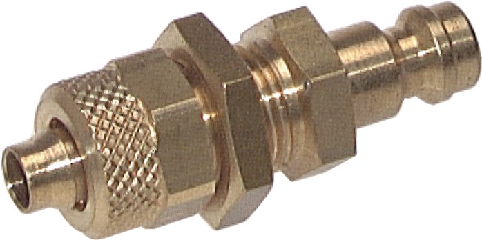 Schott-Kupplungsstecker (NW5) 6x4mm Schlauch, Messing, beidseitig absperrend, rot