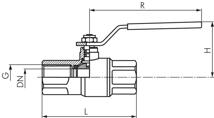 Messing-Kugelhahn, Rp 1-1/2", 0 bis 10bar, für Sauerstoff (Industrie)