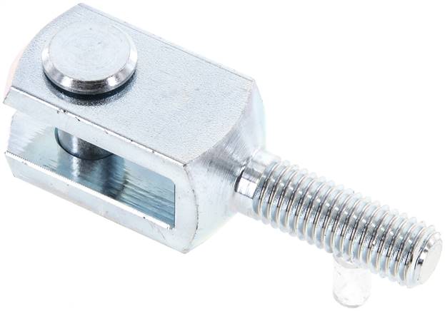 Gabelkopf, mit Bolzen, Außengewinde M 10, Stahl verzinkt