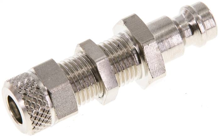 Schott-Kupplungsstecker (NW5) 6x4mm Schlauch, Messing vernickelt